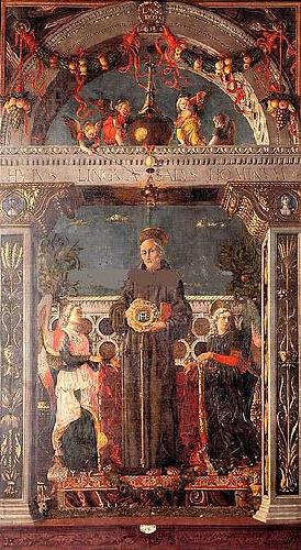 Andrea Mantegna Bernardino of Siena between Two Angels oil painting picture